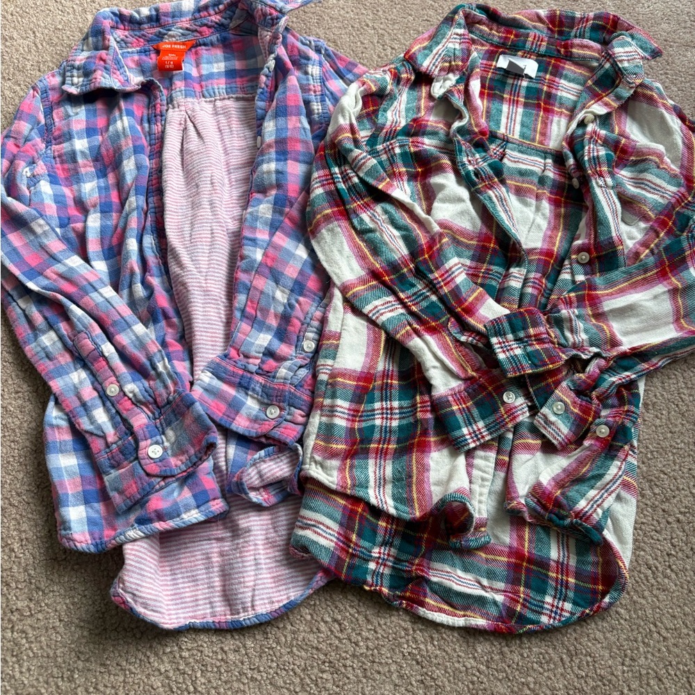 Joe Fresh and Old Navy Kids Plaid Button Down Shirts - Blue, Red, and Green